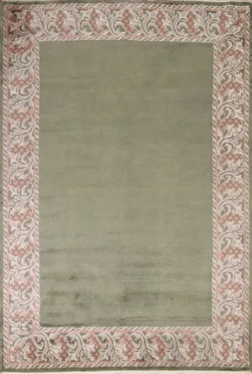 Green Wool Nepalese Handmade Oriental Rug 6x8