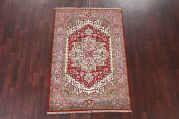 Red Handmade Heriz Serapi Oriental Wool Rug 4x6