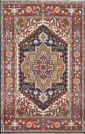 Geometric Wool Heriz Serapi Oriental Area Rug 4x6