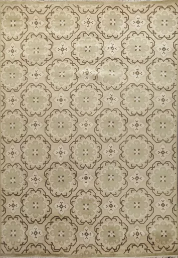 Green Wool Abstract Oriental Area Rug 8x11