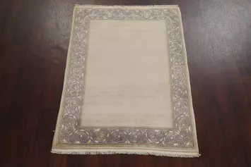 Wool Beige Nepalese Oriental Handmade Rug 3x5