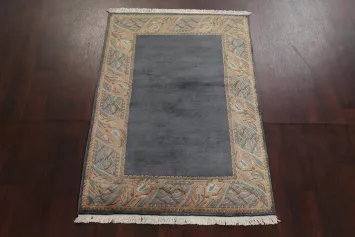 Wool Bordered Nepalese Oriental Handmade Rug 4x5