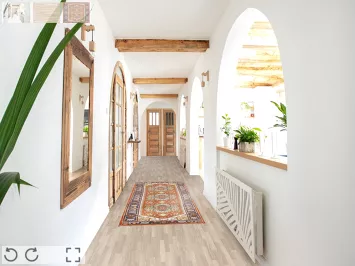 Geometric Wool Heriz Serapi Oriental Runner Rug 3x8