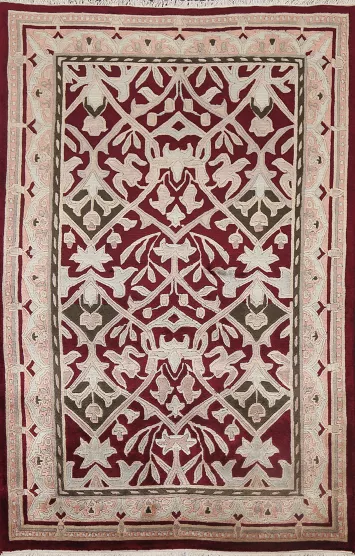 Handmade Red Nepalese Oriental Area Rug 4x6