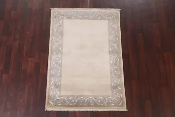 Beige Wool Nepalese Oriental Area Rug 4x5