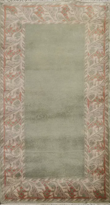 Green Hand-Knotted Nepalese Oriental Wool Rug 3x5