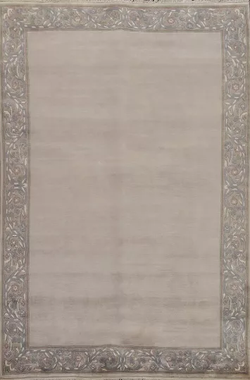 Bordered Wool Nepalese Oriental Area Rug 5x8