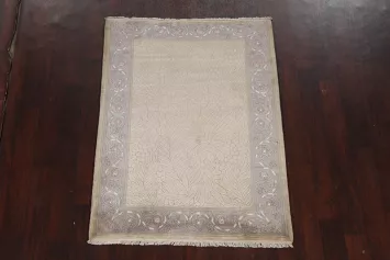 Nature Print Wool Nepalese Oriental Area Rug 4x5