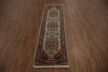 Rustic Elegance Geometric Heriz Serapi Runner Rug 3x9 for Hallways