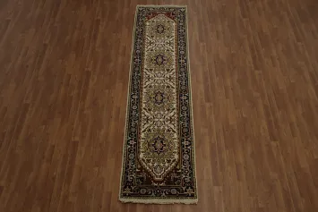 Hand-Knotted Heriz Serapi Oriental Runner Rug 3x10