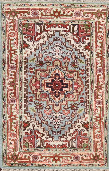 Light Blue Handmade Heriz Serapi Oriental Rug 3x5