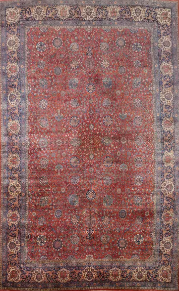 Antique Vegetable Dye Sarouk Persian Rug 13x18