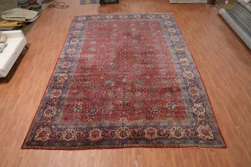 Antique Vegetable Dye Sarouk Persian Rug 13x18