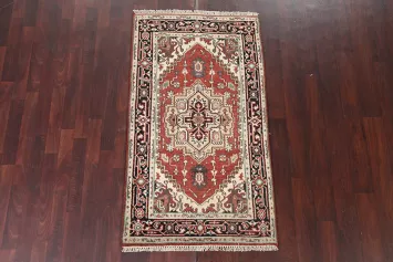 Red Geometric Heriz Serapi Oriental Handmade Rug 3x5