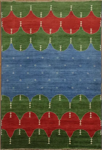 Vegetable Dye Gabbeh Kashkoli Oriental Wool Rug 6x9