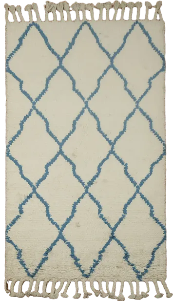 Modern Blue Trellis Design on a Stylish White Rug 5'x8'