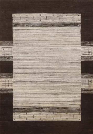 Hand-Knotted Wool Gabbeh Oriental Area Rug 5x7