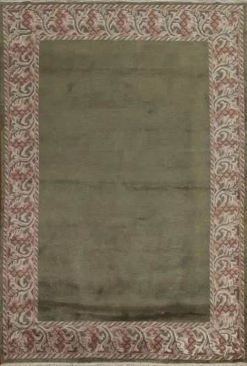 Green Handmade Nepalese Oriental Area Rug 6x8