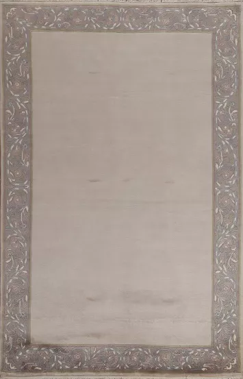 Bordered Nepalese Oriental Wool Rug 5x8