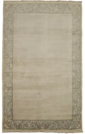 Timeless Simplicity: Beige Rug with Decorative Border 5x8
