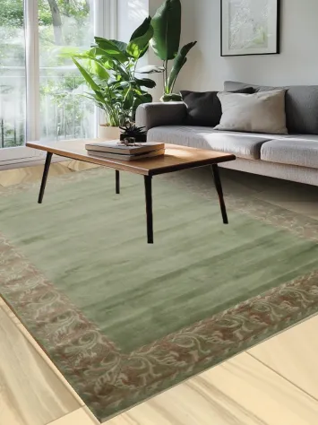 Bordered Wool Nepalese Oriental Area Rug 7x10