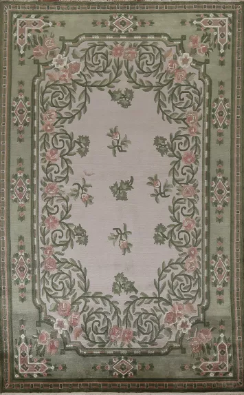 Floral Wool Nepalese Oriental Area Rug 6x9