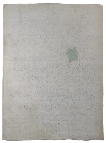 Timeless Gabbeh Oriental Rug 5x6 with a Unique Faded Green Spot