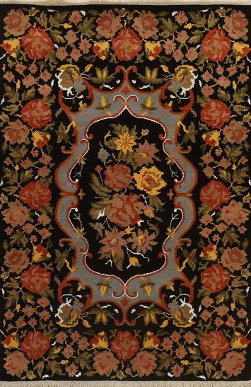 Vegetable Dye Aubusson Oriental Area Rug 4x6