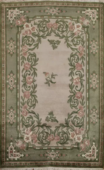 Hand-Knotted Wool Nepalese Oriental Area Rug 4x6