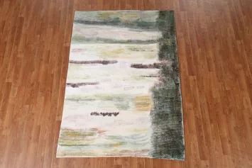 Abstract Serenity: Handmade Gabbeh Area Rug 5x7 for Modern Interiors