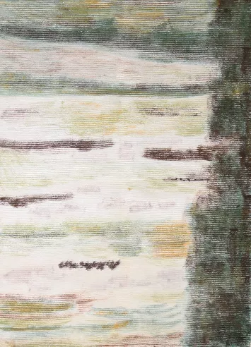 Abstract Serenity: Handmade Gabbeh Area Rug 5x7 for Modern Interiors