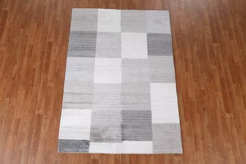 Modern Grey Tones in Contemporary Checkered Gabbeh Area Rug 5x7