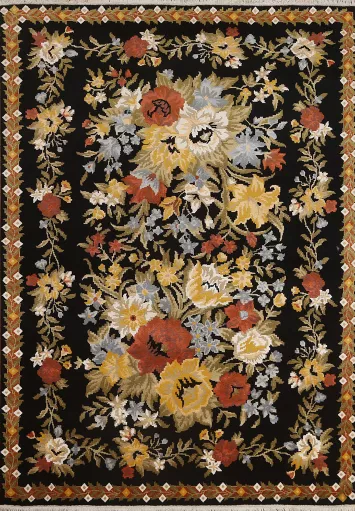 Vegetable Dye Floral Aubusson Oriental Area Rug 5x8