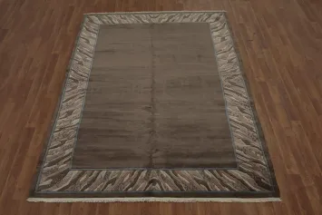 Bordered Nepalese Handmade Wool Rug 6x8