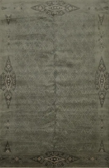 Versatile Nepalese Wool Rug 5x7 with Classic Symmetrical Geometry