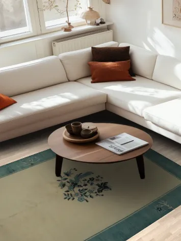 Timeless Geometric Nepalese Area Rug 5x9 with Intricate Floral Accents