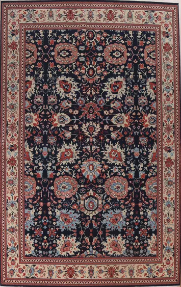 Navy Blue Floral Sultanabad Ziegler Oriental Rug 9x12
