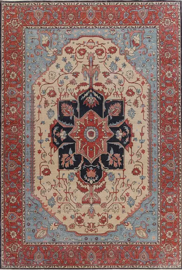 Handmade Heriz Serapi Oriental Wool Rug 9x12