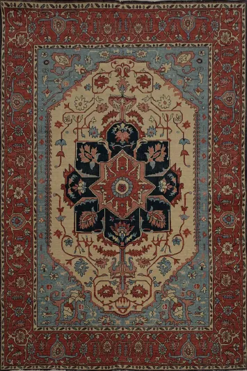 Luxurious Heriz Serapi Area Rug 8x10 Featuring Rich Colors and Patterns