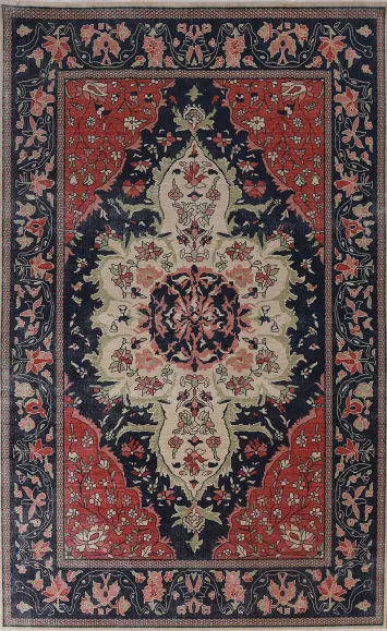 Navy Blue Sarouk Farahan Turkish Area Rug 7x10