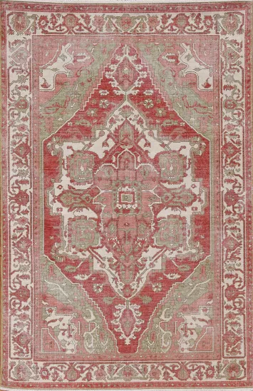 Geometric Heriz Serapi Turkish Area Rug 4x6