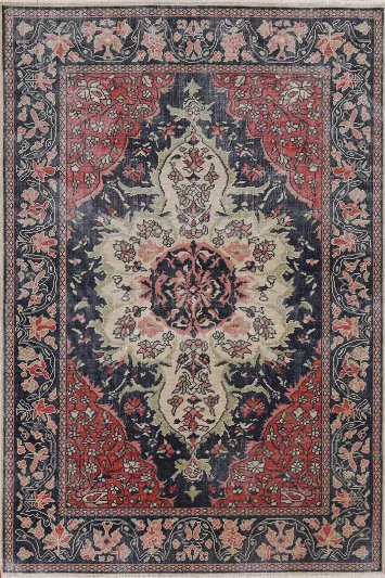 Hand-Knotted Sarouk Farahan Turkish Wool Rug 4x6