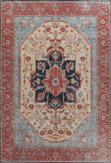 Hand-Knotted Wool Heriz Serapi Oriental Area Rug 10x13