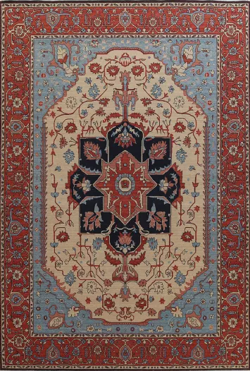 Handmade Heriz Serapi Geometric Turkish Area Rug 10x13