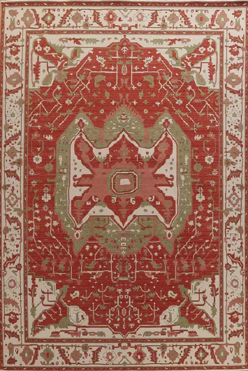 Red Handmade Heriz Serapi Turkish Area Rug 10x13