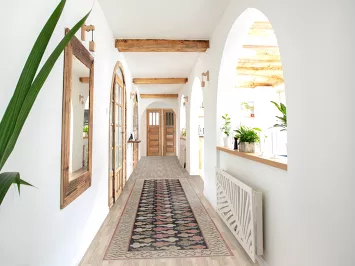 Hand-Knotted Wool Art Deco Turkish Runner Rug 3x12