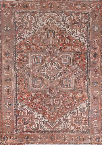 Vegetable Dye Handmade Heriz Persian Area Rug 7x9