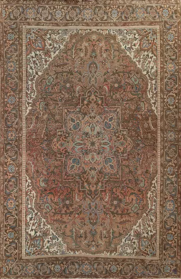 Vegetable Dye Hand-Knotted Heriz Persian Area Rug 10x13