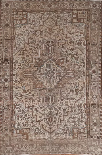 Vintage Geometric Heriz Persian Area Rug 8x11