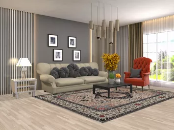 Handmade Wool Kashan Mohtasham Turkish Rug 7x10